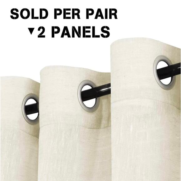 New Set of 2 H.VERSAILTEX Ivory Linen Nickel Grommet Curtain Panels - 52x54 - Picture 2 of 8